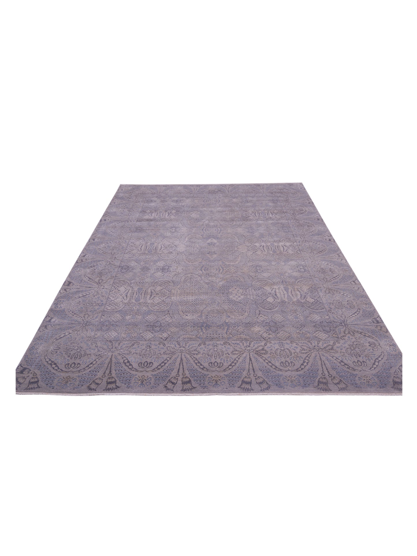 Silkara Gray Gray 9.1x12.3 Hand Knotted Rug