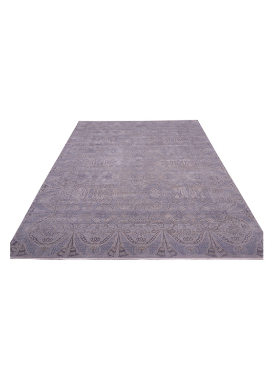 Silkara Gray Gray 9.1x12.3 Hand Knotted Rug
