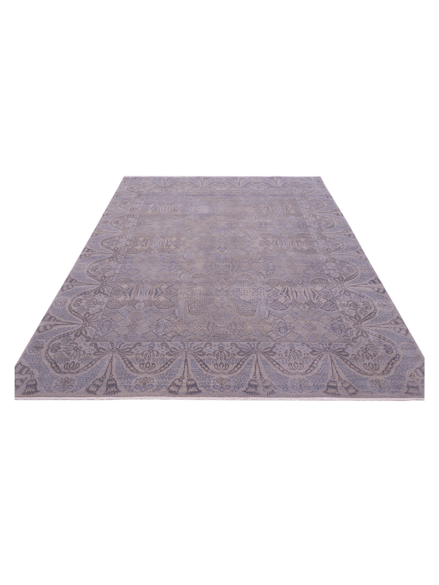Silkara Gray Gray 9.1x12.3 Hand Knotted Rug
