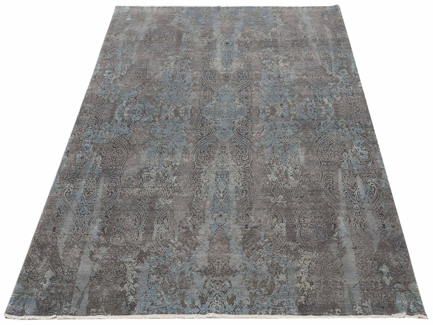 Silkara Gray 7.10x9.10 Hand Knotted Rug