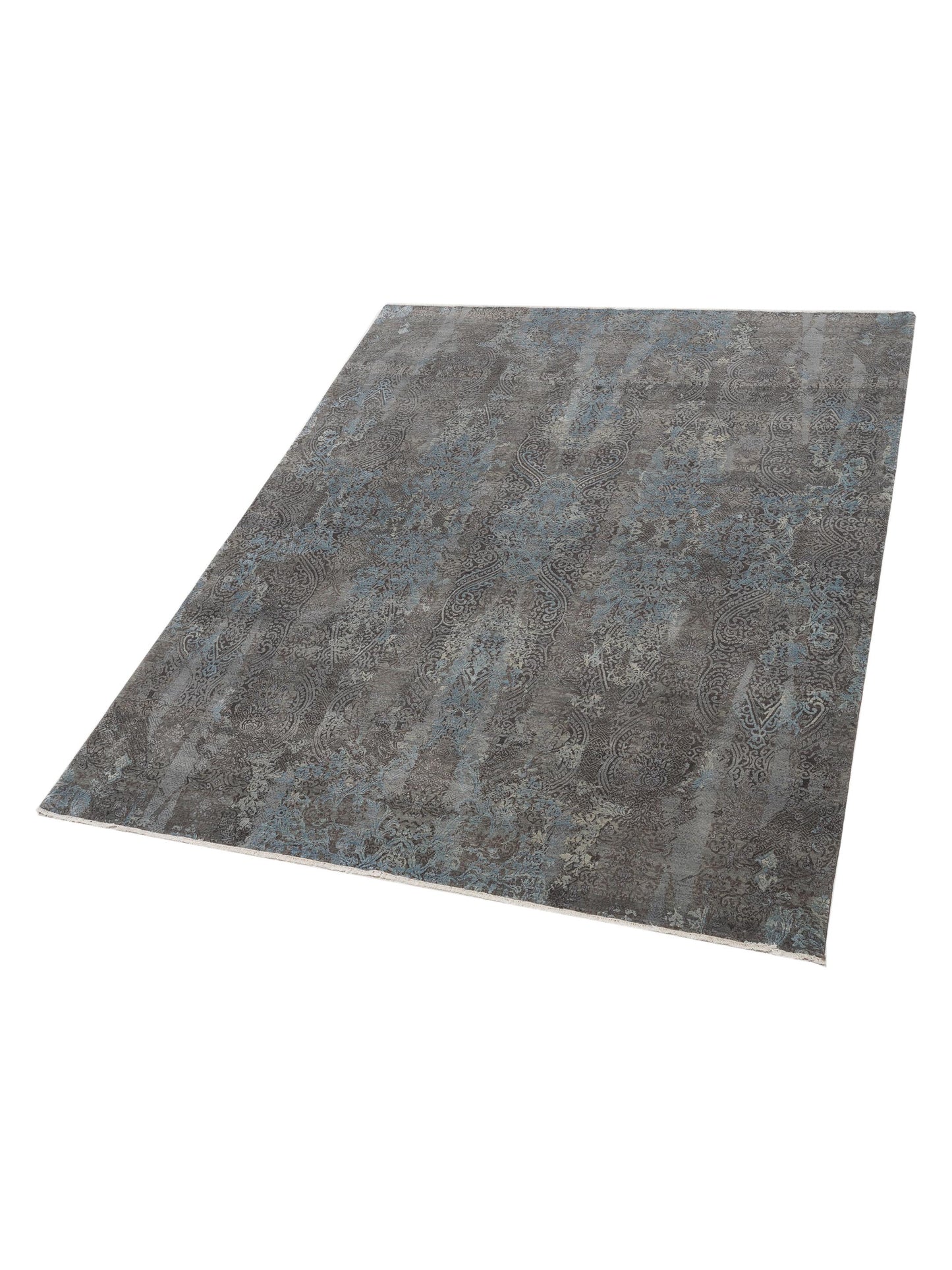 Silkara Gray 7.10x9.10 Hand Knotted Rug