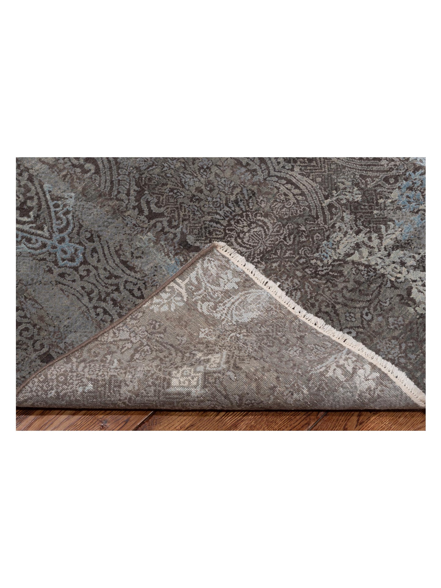 Silkara Gray 7.10x9.10 Hand Knotted Rug