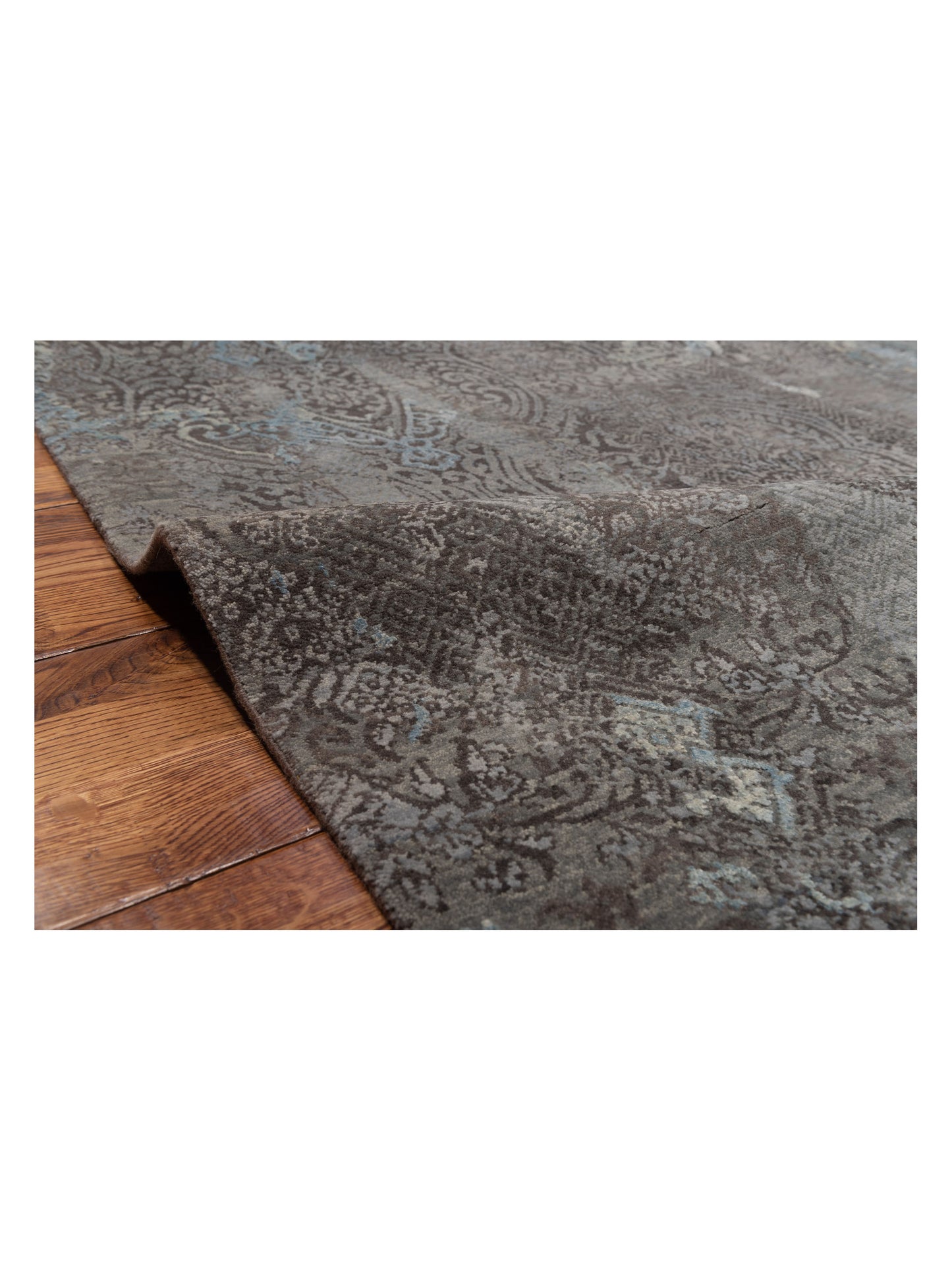 Silkara Gray 7.10x9.10 Hand Knotted Rug