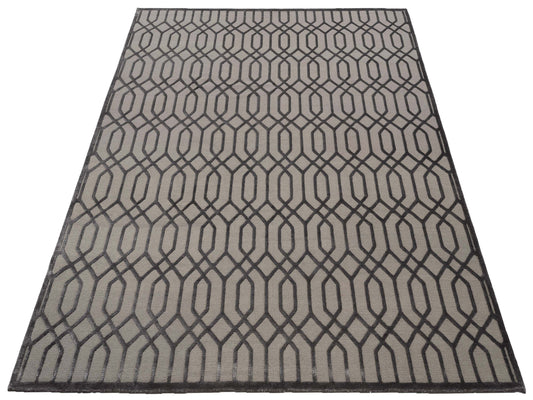 Tenzari Silver Charcoal 8.1x10 Hand Knotted Rug