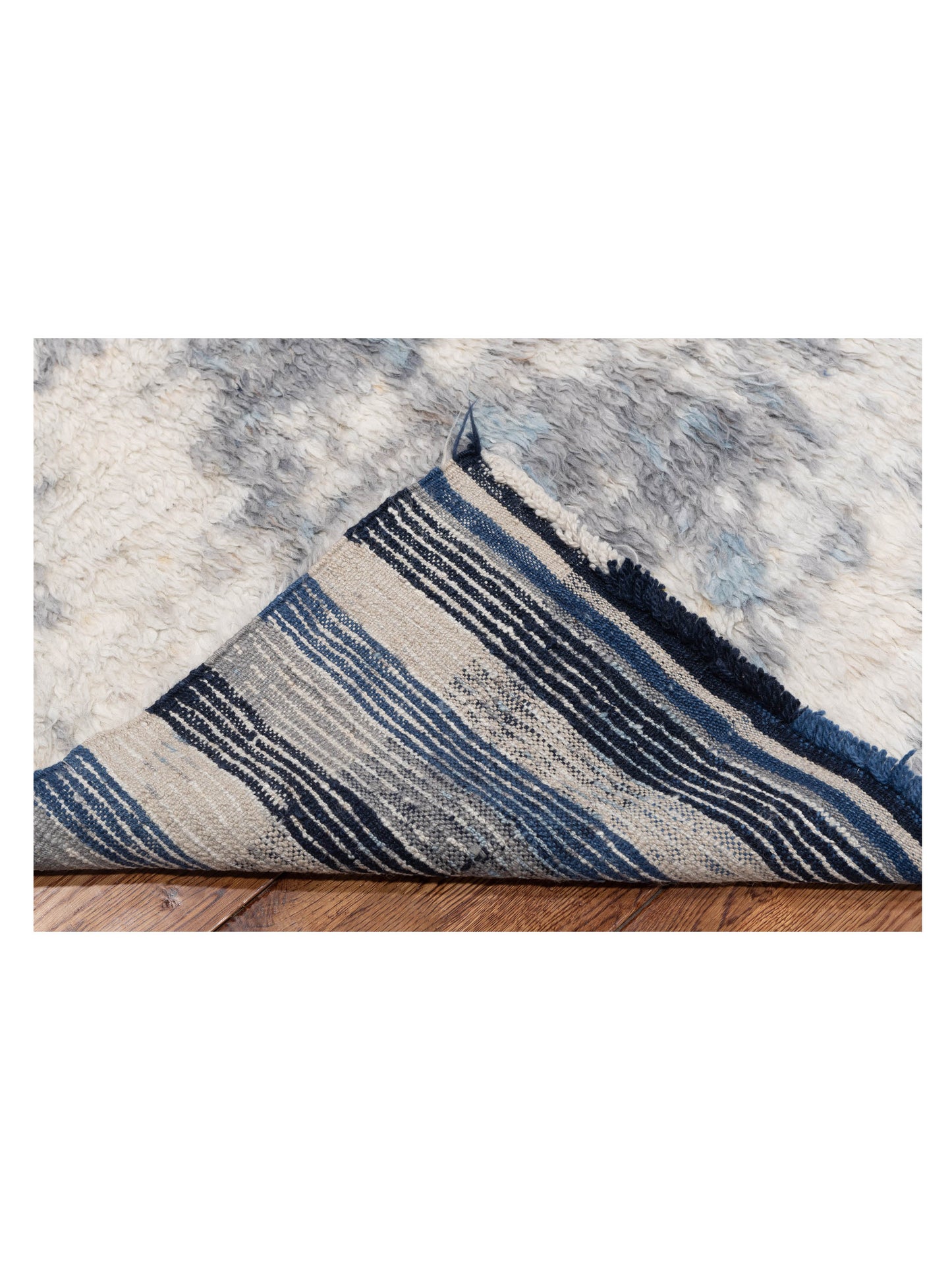 Anavera Ivory Dark Blue 8.3x10.2 Hand Knotted Rug