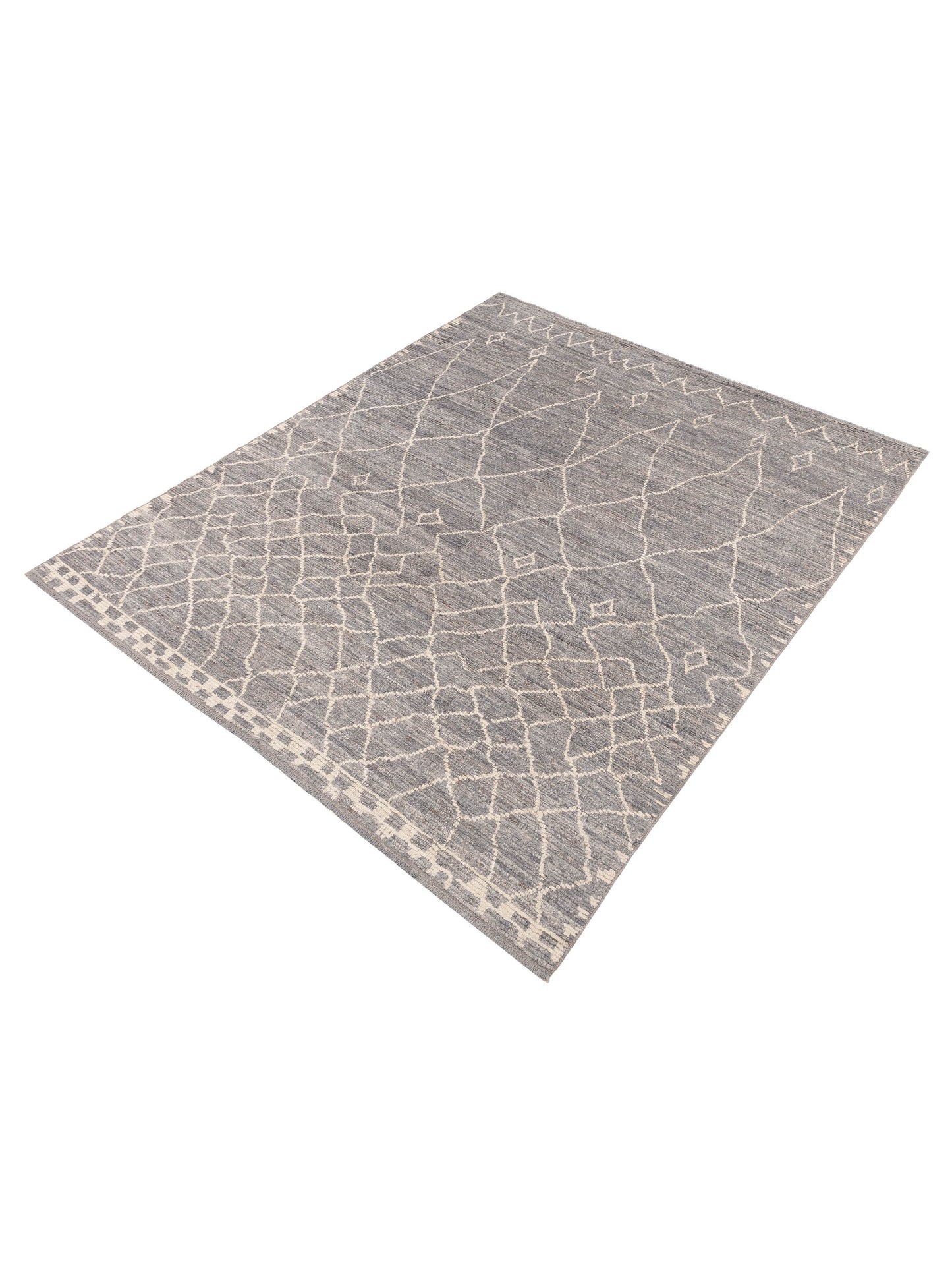 Baskra Gray Ivory 8.6x10.5 Hand Knotted Rug