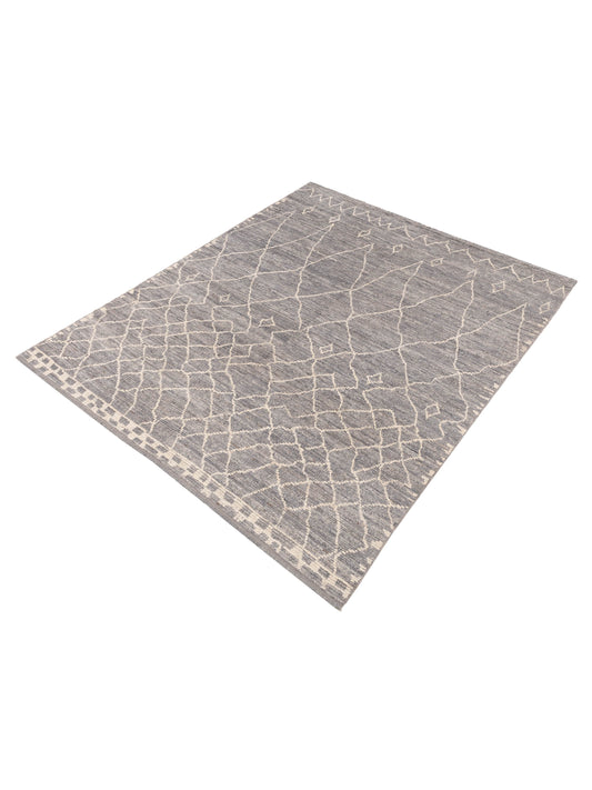 Baskra Gray Ivory 8.6x10.5 Hand Knotted Rug