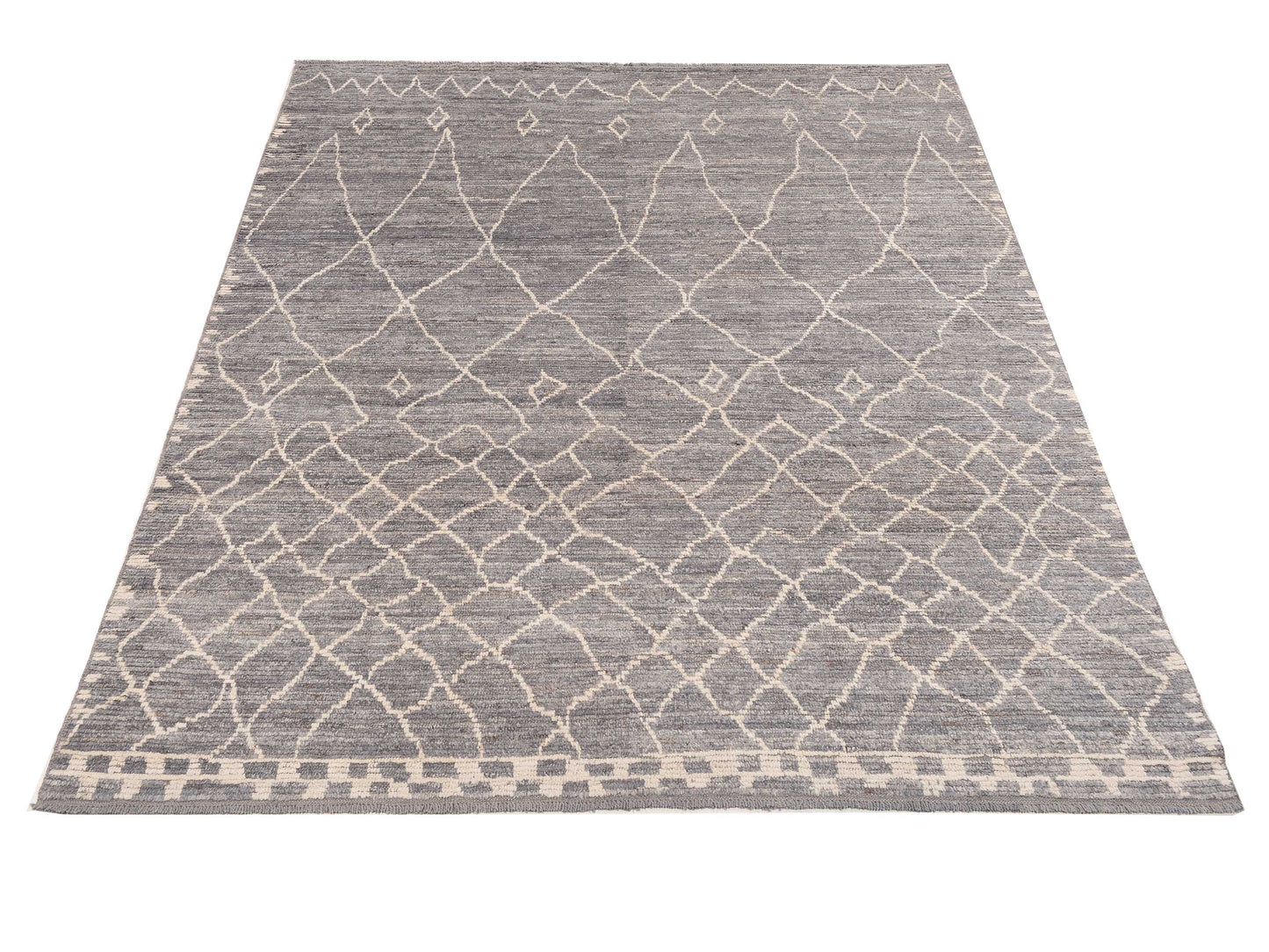 Baskra Gray Ivory 8.6x10.5 Hand Knotted Rug