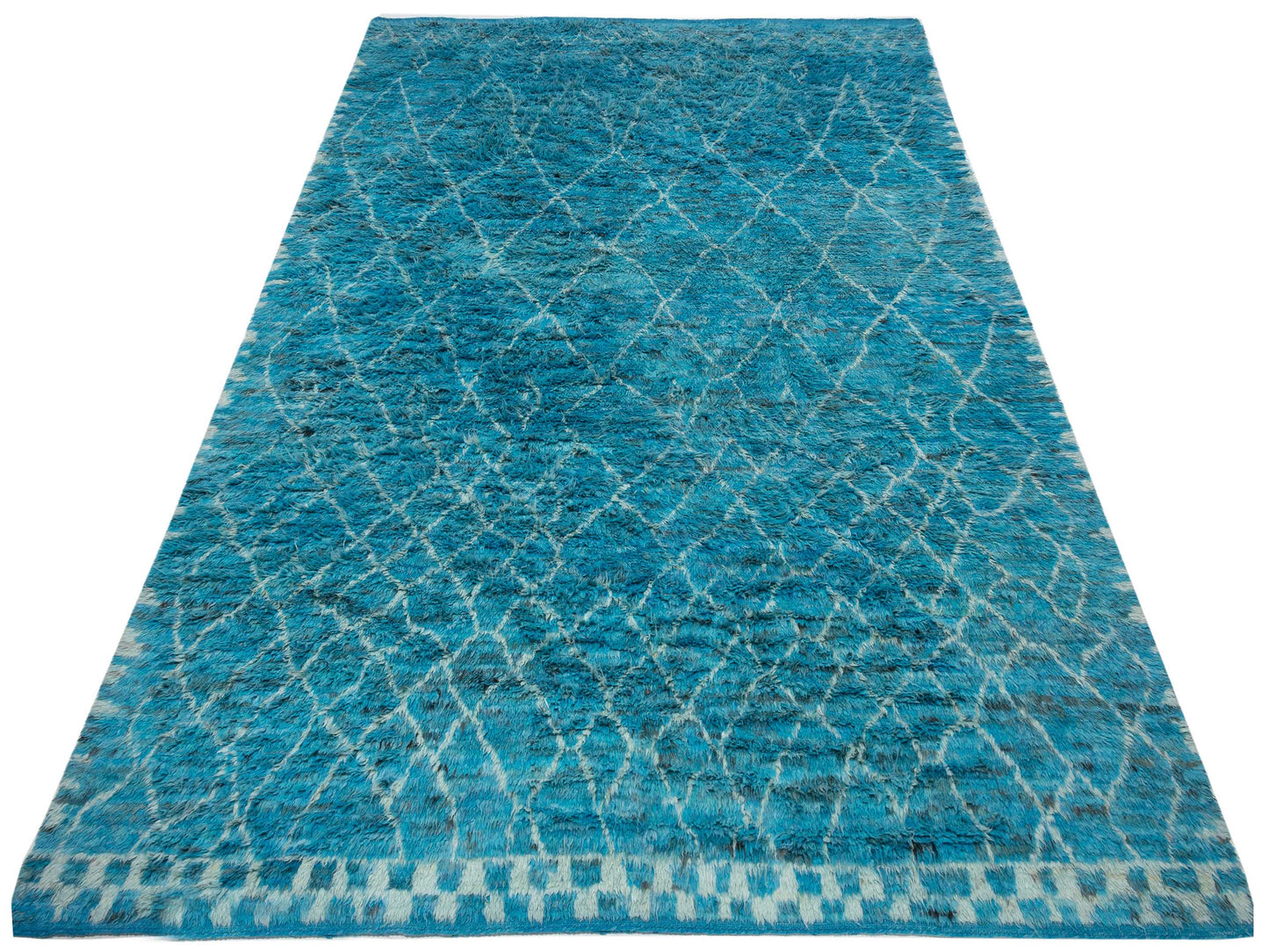 Baskra Turquoise Ivory 10.3x13.10 Hand Knotted Rug