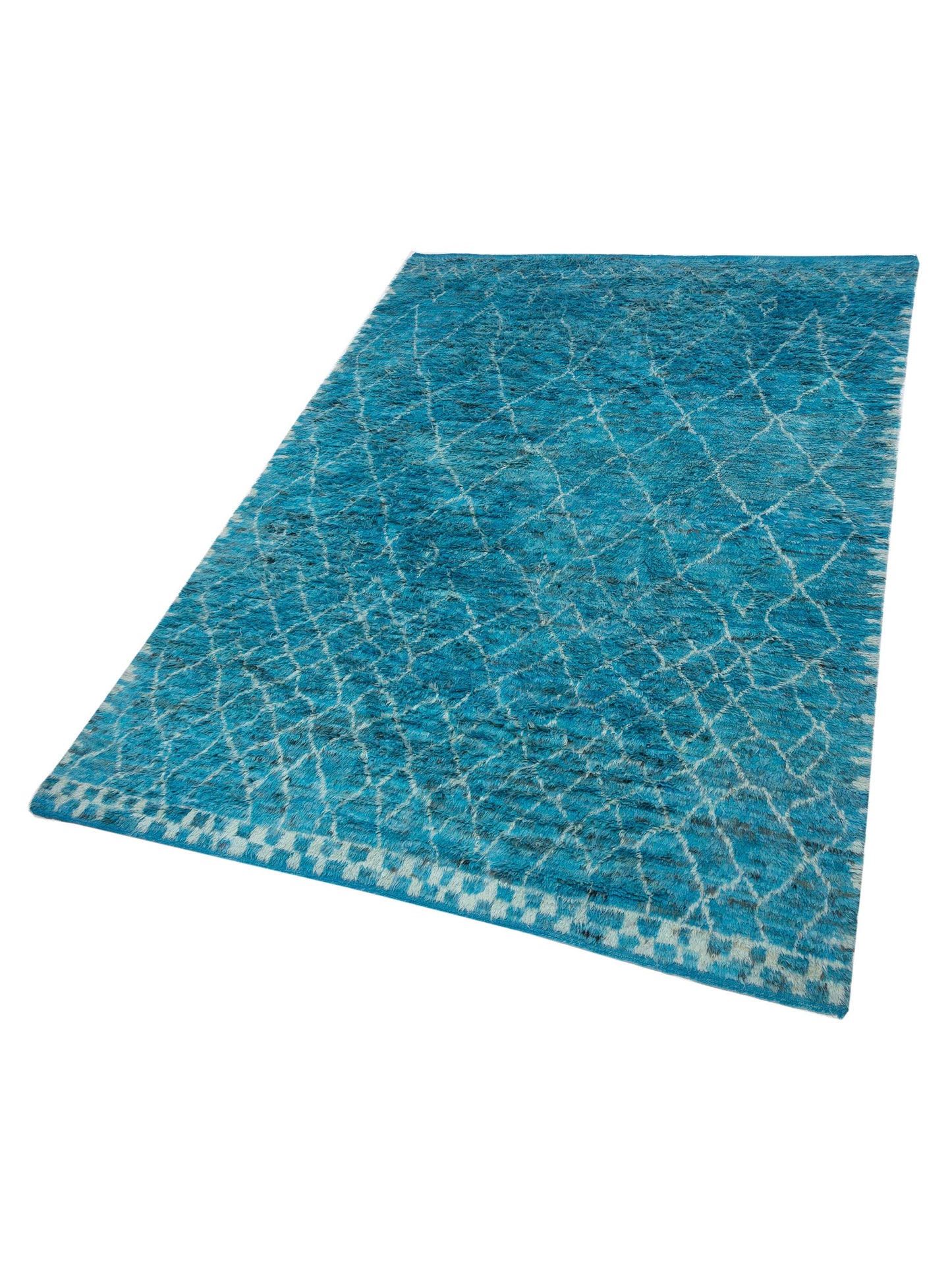 Baskra Turquoise Ivory 10.3x13.10 Hand Knotted Rug