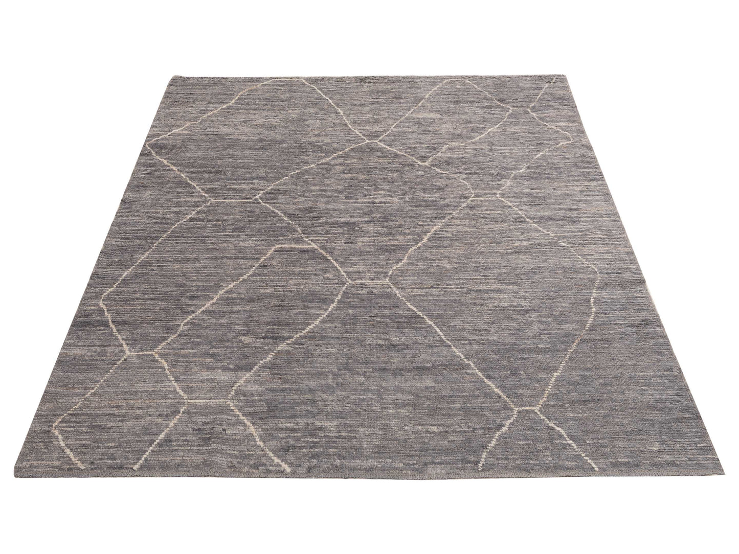 Baskra Gray Ivory 8x10.5 Hand Knotted Rug