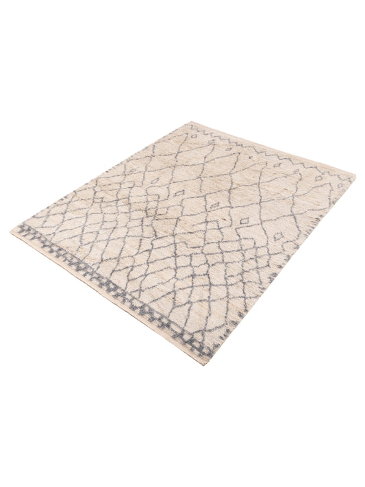 Baskra Ivory Gray 8.5x10.8 Hand Knotted Rug