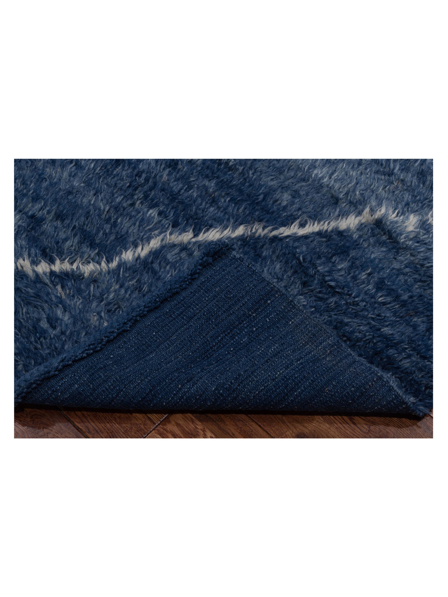 Baskra Dark Blue Ivory 9.3x12.9 Hand Knotted Rug