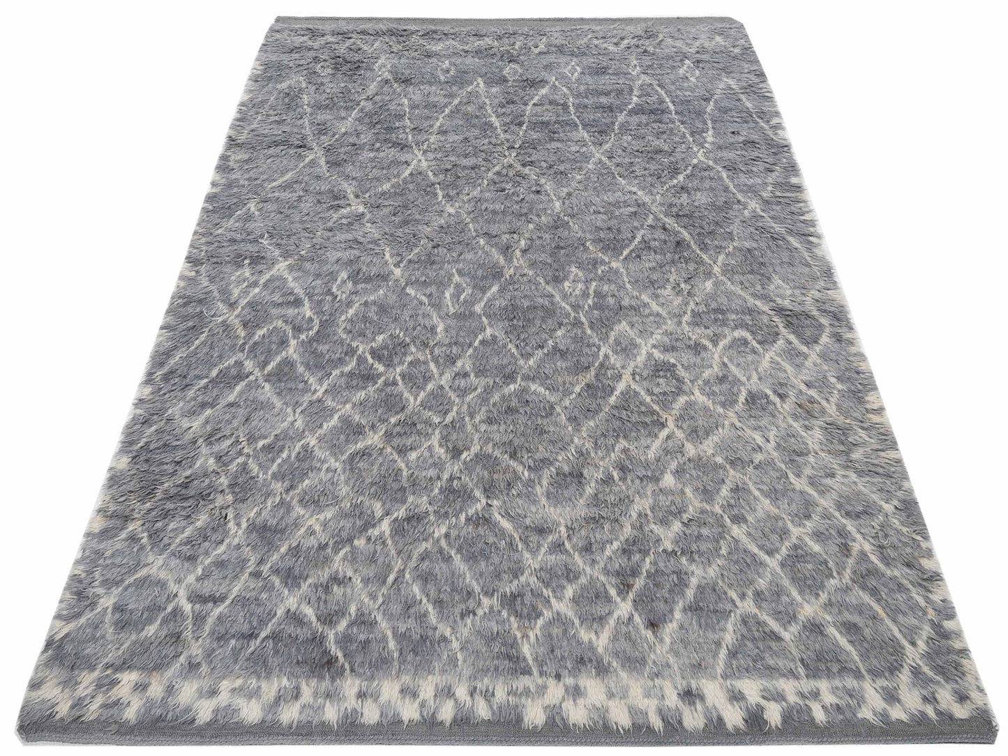 Baskra Gray Ivory 7.11x11 Hand Knotted Rug