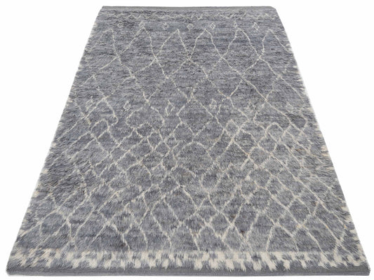 Baskra Gray Ivory 7.11x11 Hand Knotted Rug