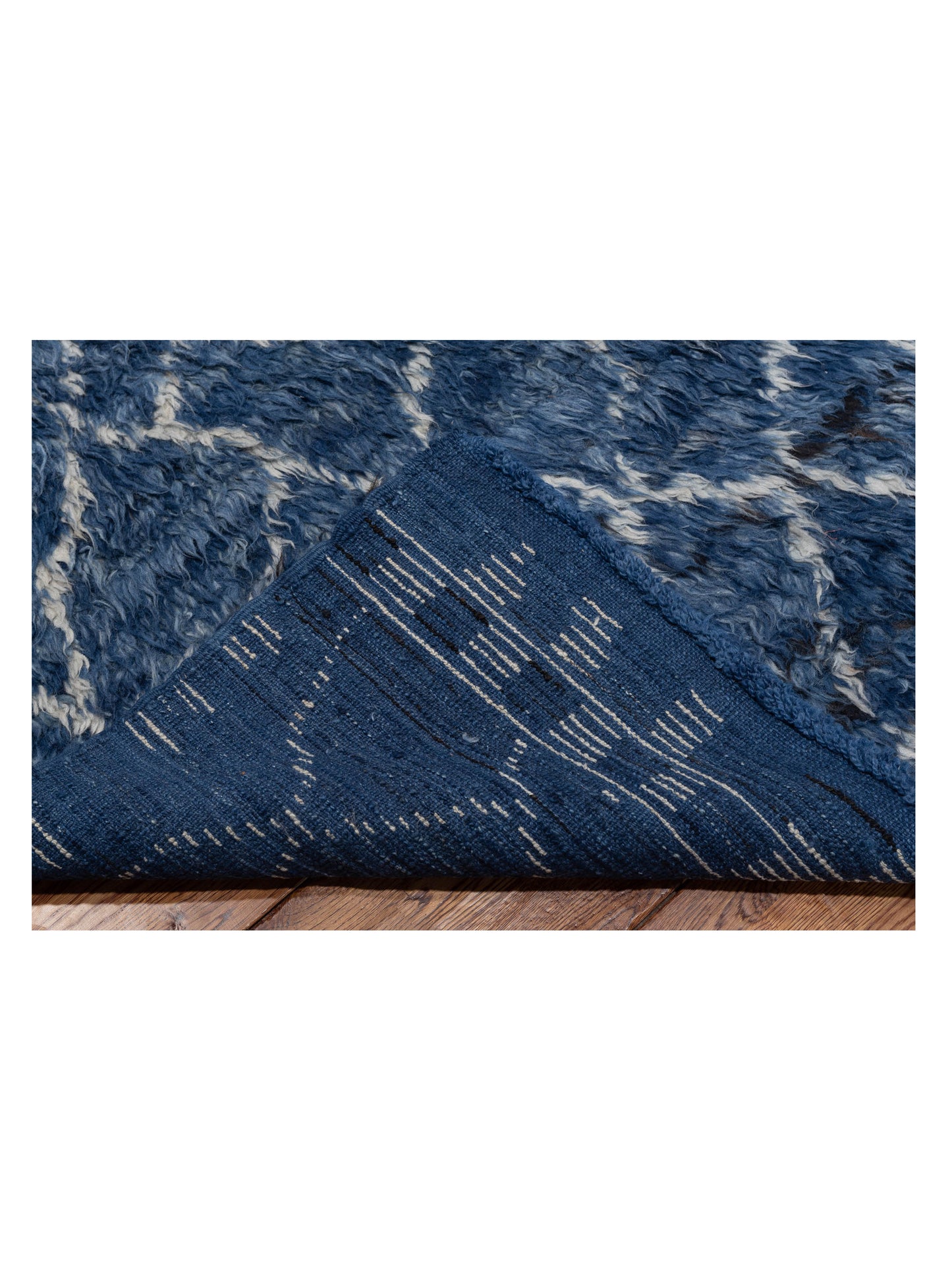 Baskra Dark Blue Silver 10x14 Hand Knotted Rug