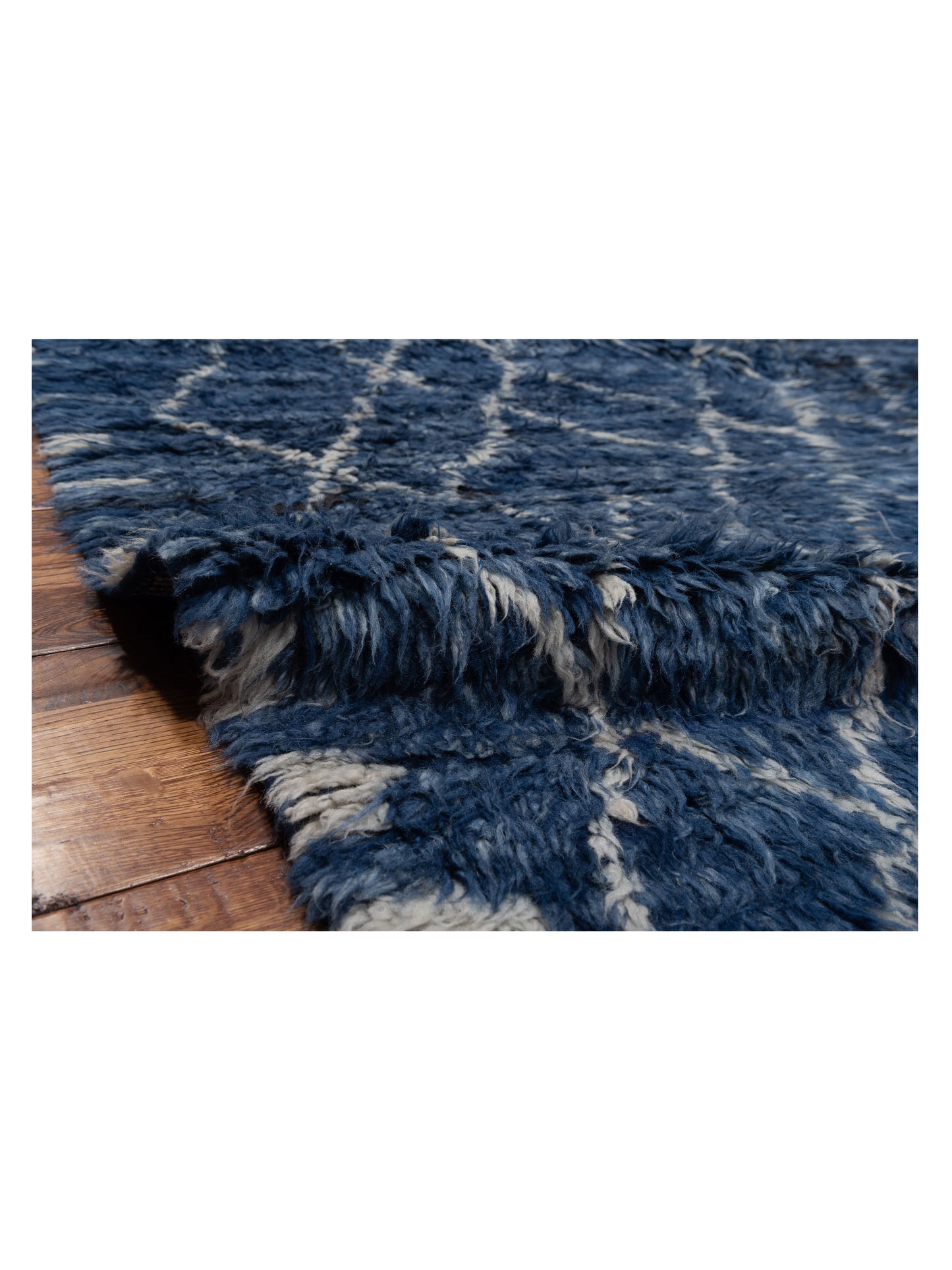 Baskra Dark Blue Silver 10x14 Hand Knotted Rug