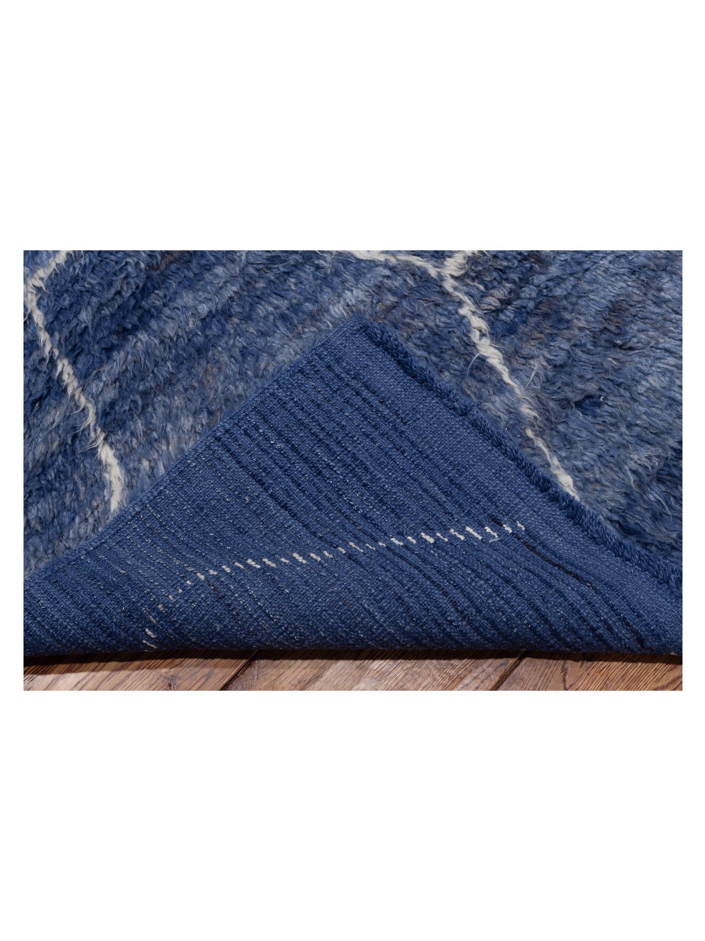 Baskra Dark Blue Ivory 10.4x14.2 Hand Knotted Rug