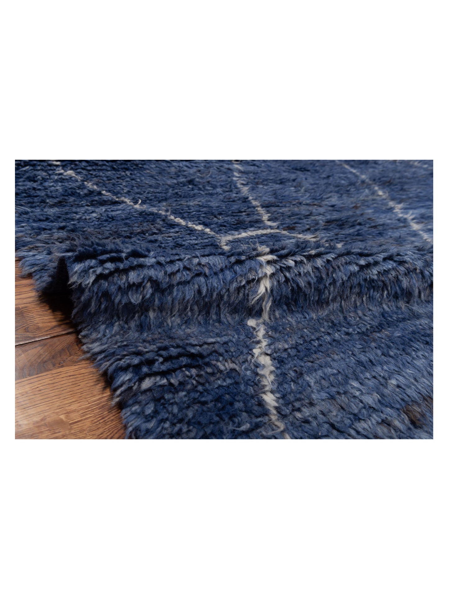 Baskra Dark Blue Ivory 10.4x14.2 Hand Knotted Rug