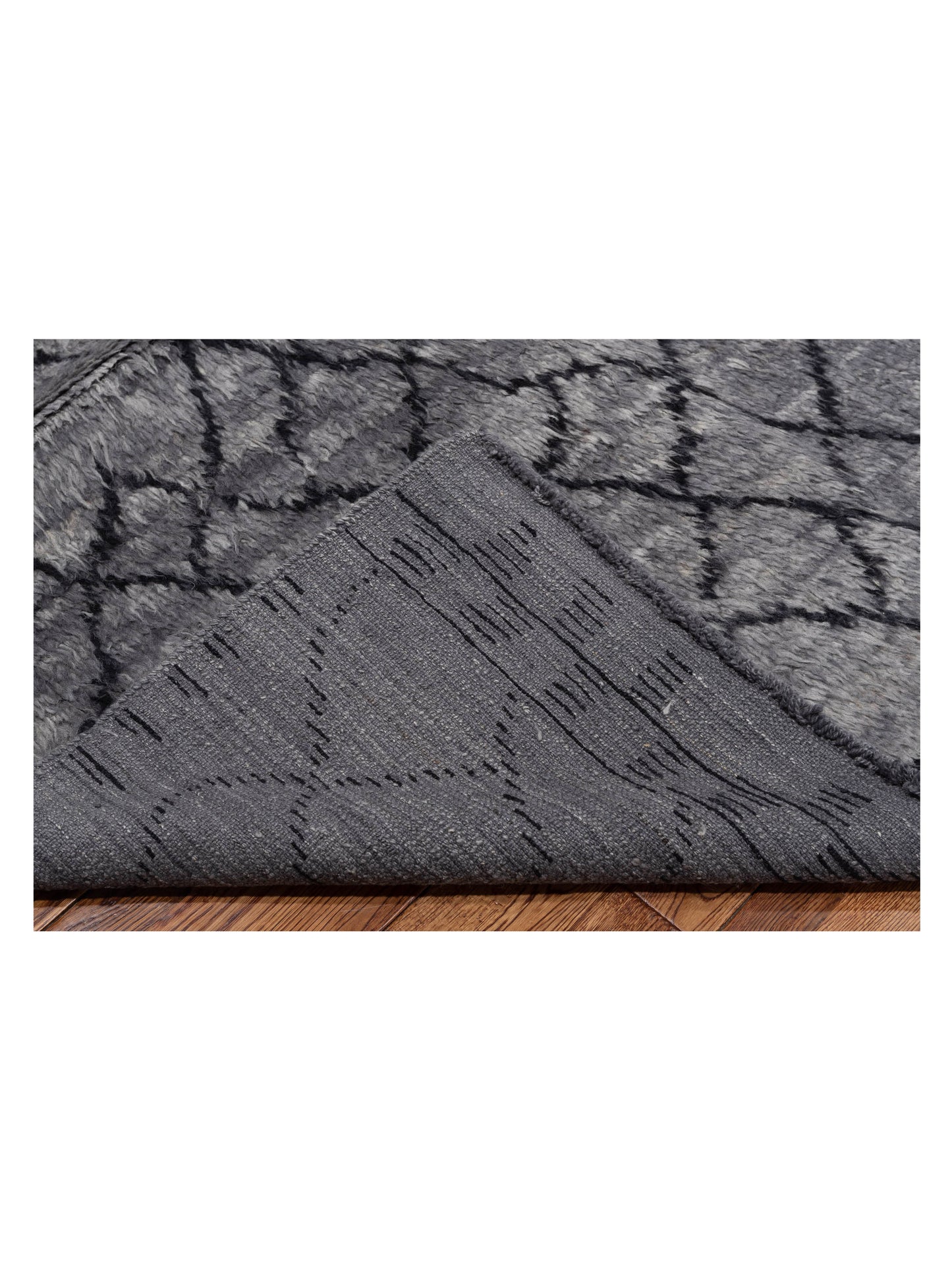 Baskra Gray Black 9.3x13.4 Hand Knotted Rug
