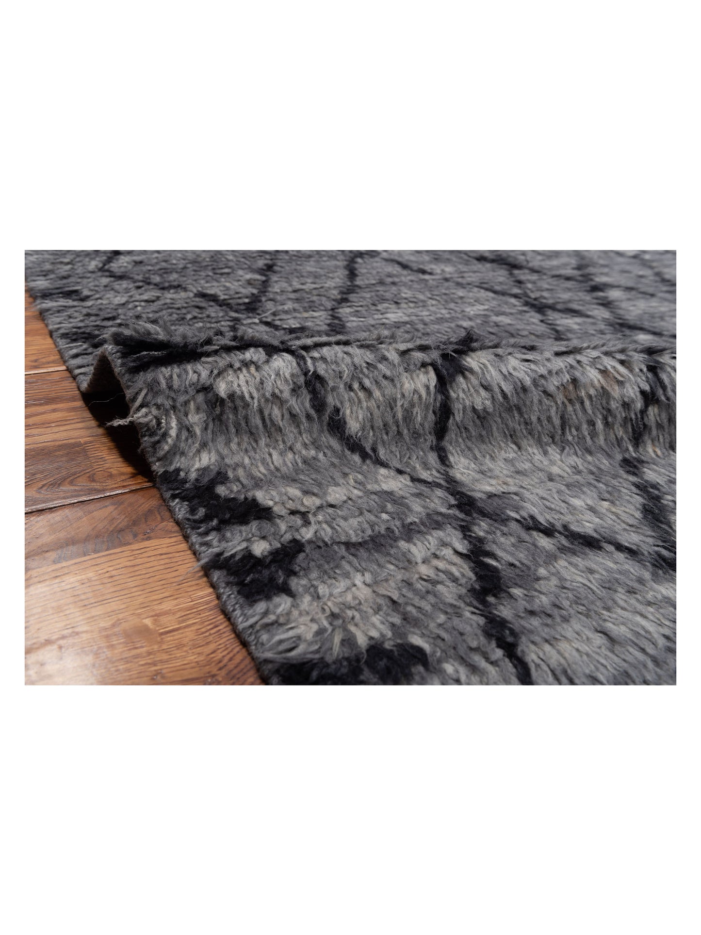Baskra Gray Black 9.3x13.4 Hand Knotted Rug