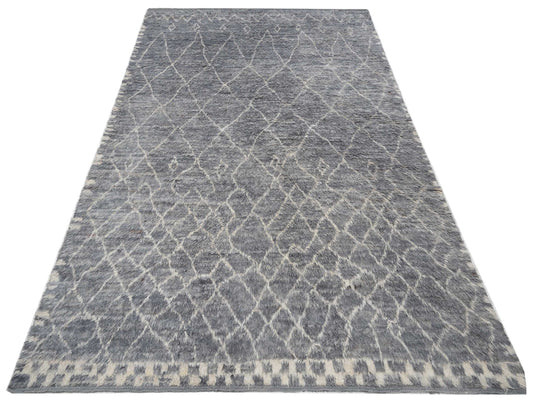 Baskra Gray Ivory 8.10x12.8 Hand Knotted Rug