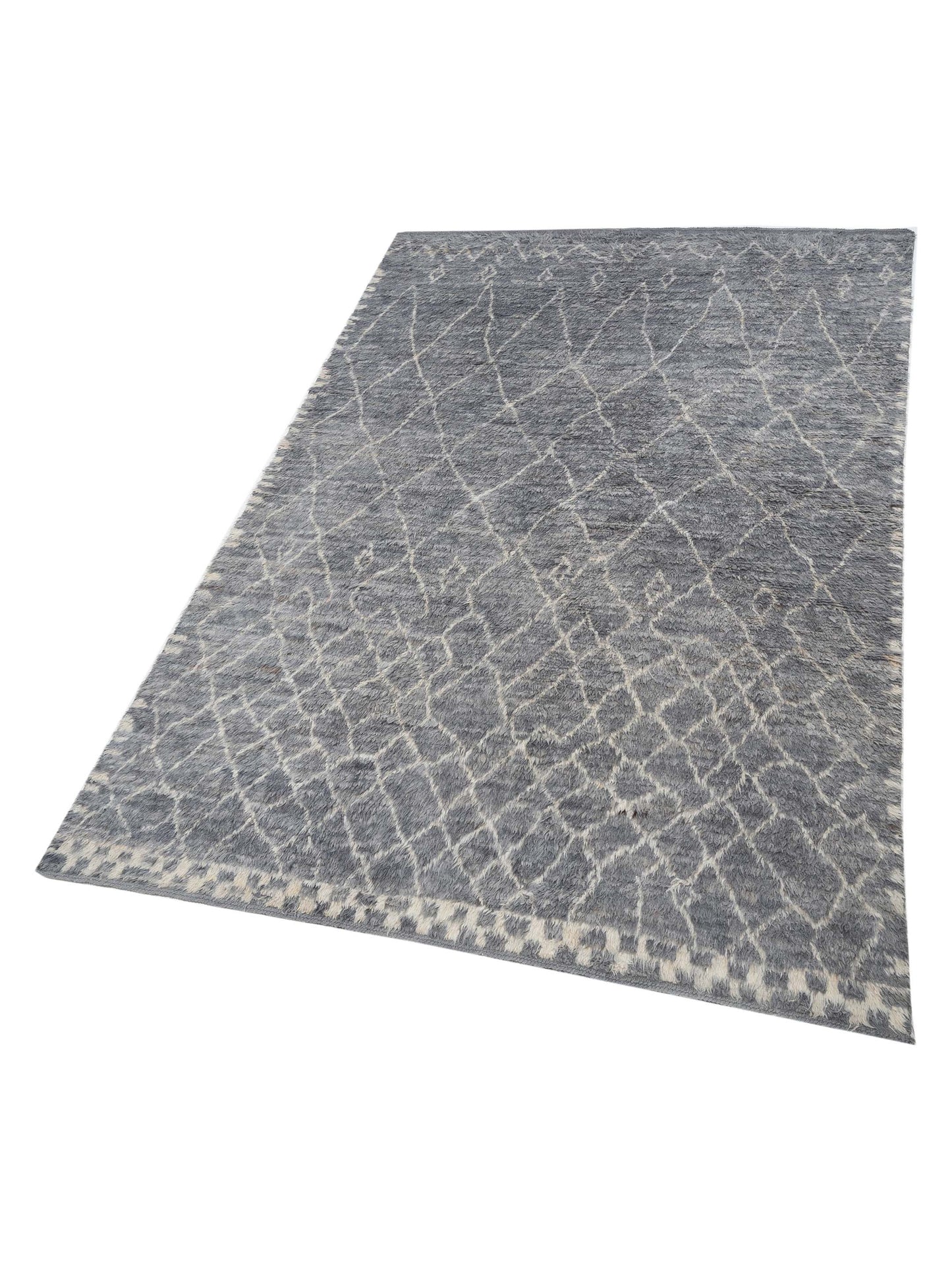 Baskra Gray Ivory 8.10x12.8 Hand Knotted Rug