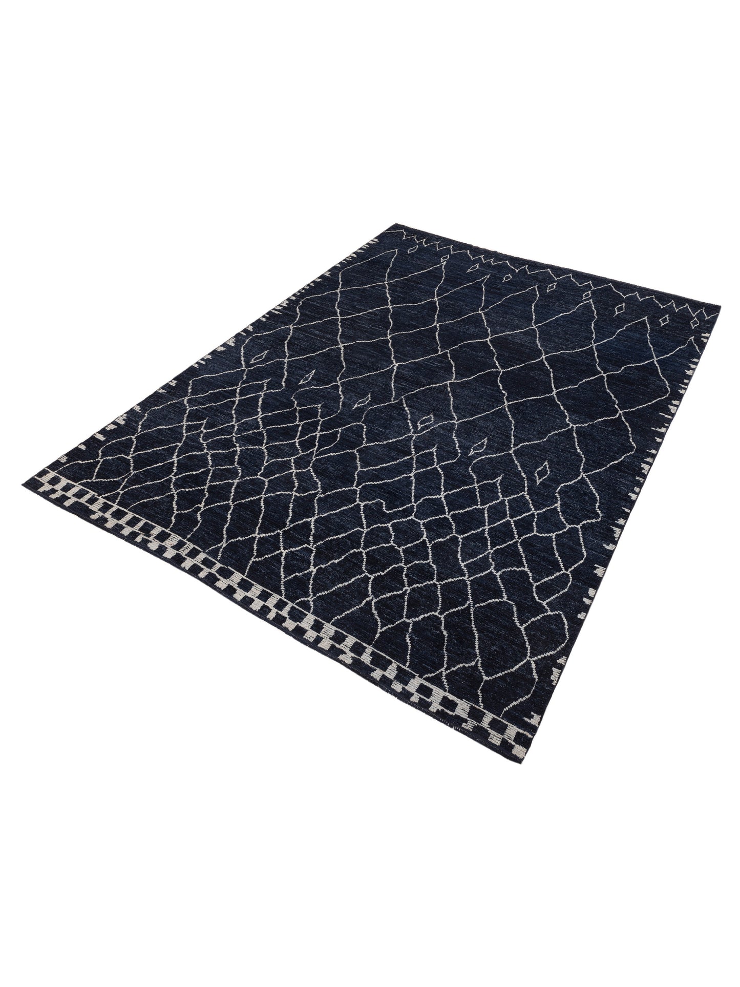 Baskra Navy Ivory 11.8x15.11 Hand Knotted Rug