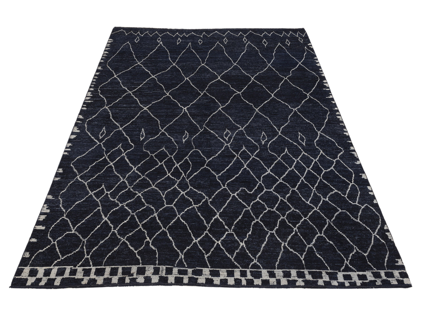 Baskra Navy Ivory 11.8x15.11 Hand Knotted Rug