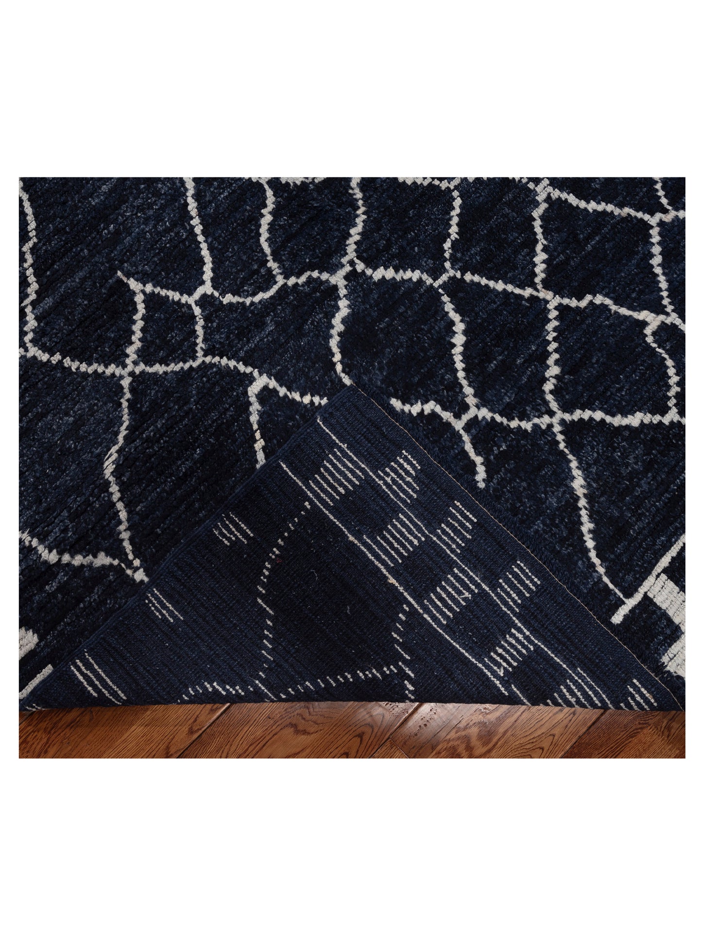 Baskra Navy Ivory 11.8x15.11 Hand Knotted Rug