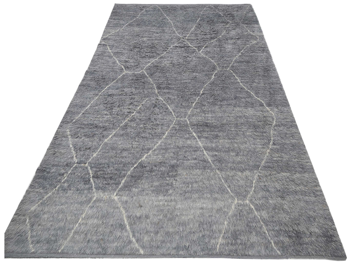 Baskra Gray Ivory 10.5x14.5 Hand Knotted Rug