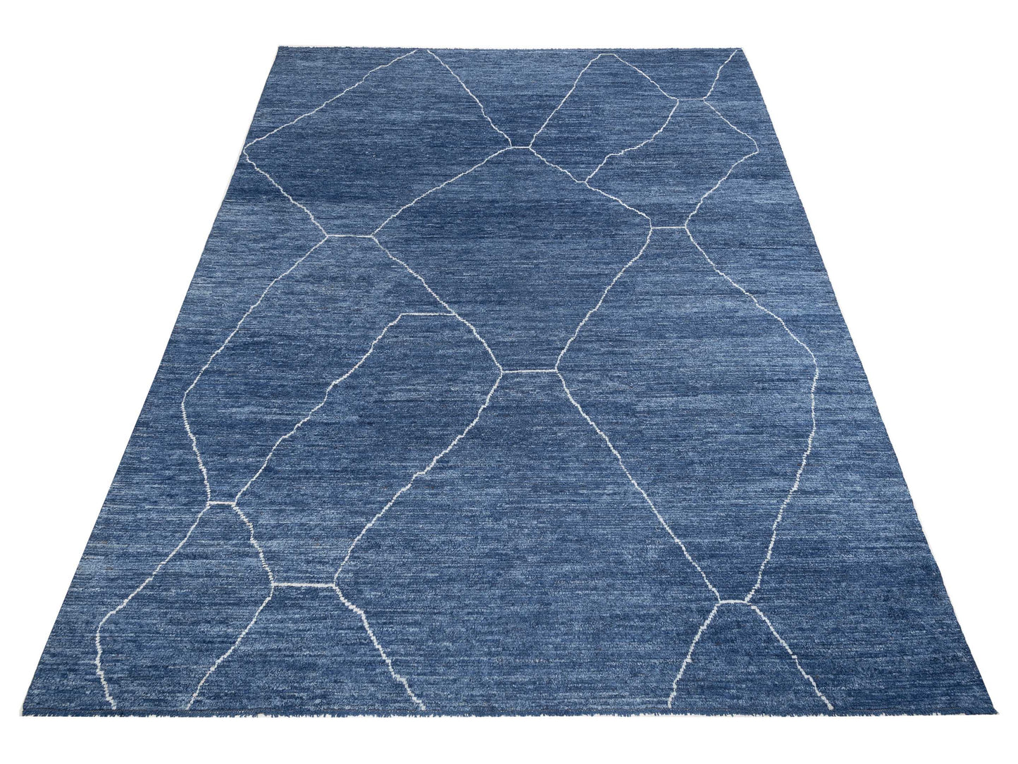 Baskra Indigo Ivory 11.8x16.2 Hand Knotted Rug
