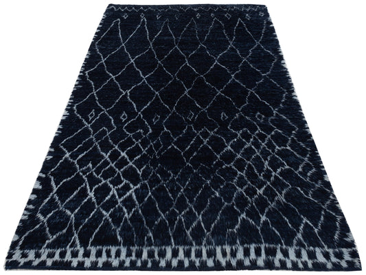 Baskra Black Black 9.3x12.5 Hand Knotted Rug