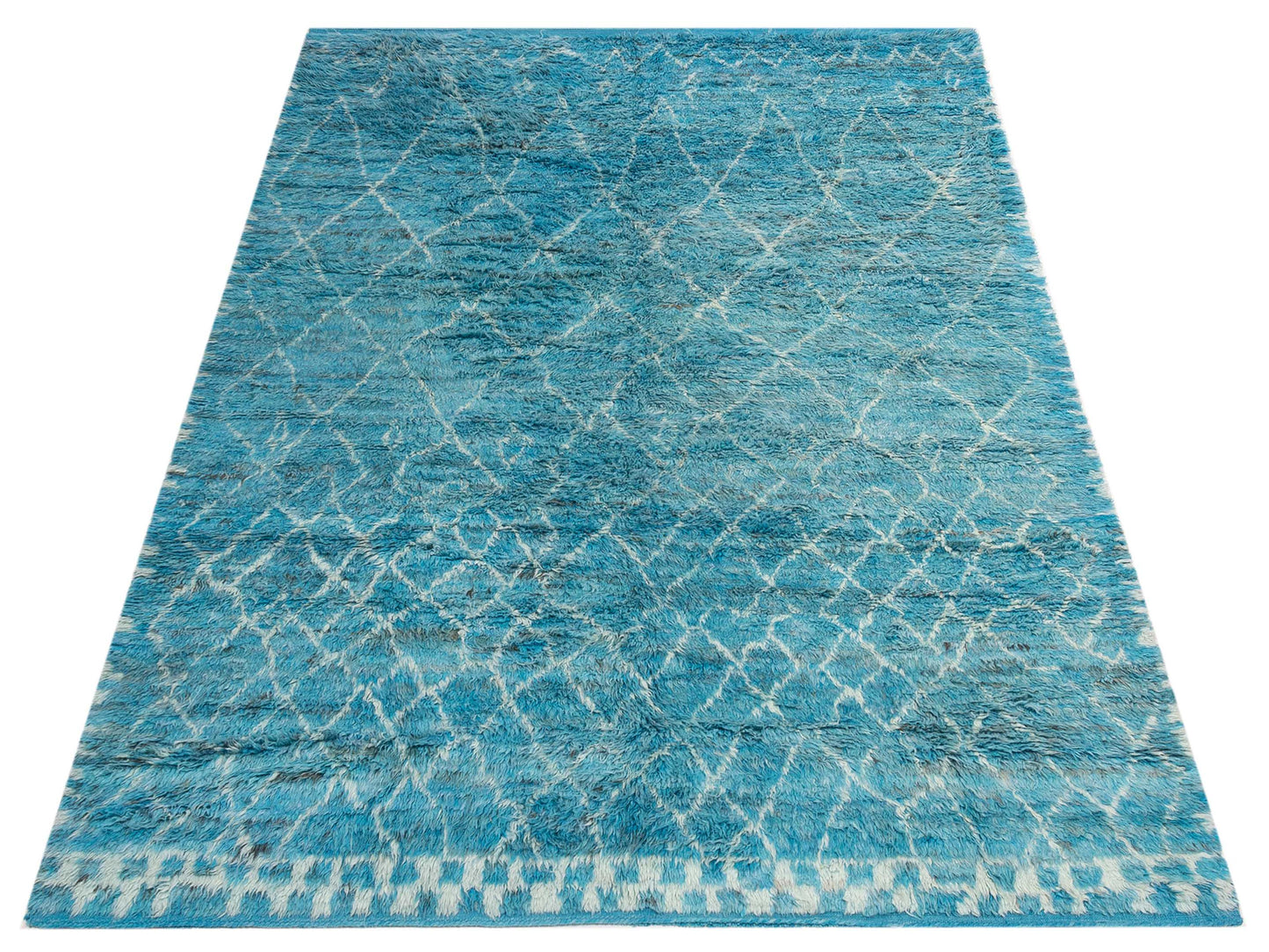 Baskra Turquoise 9.1x12.2 Hand Knotted Rug