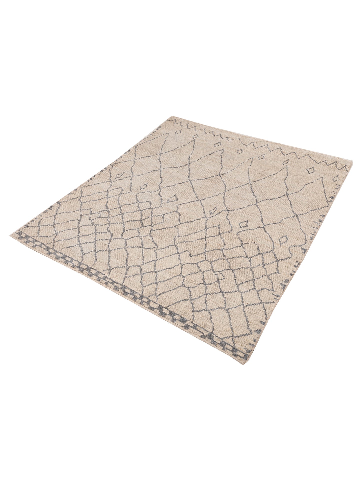 Baskra Ivory Gray 8.5x10.1 Hand Knotted Rug