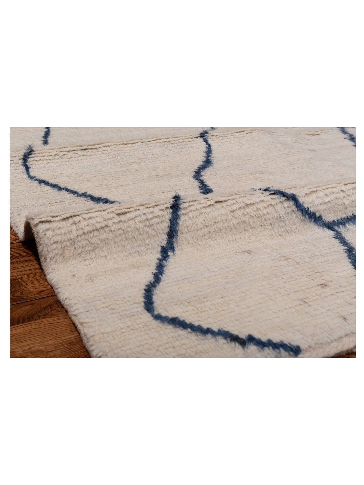 Baskra Ivory Blue 8.1x10.1 Hand Knotted Rug