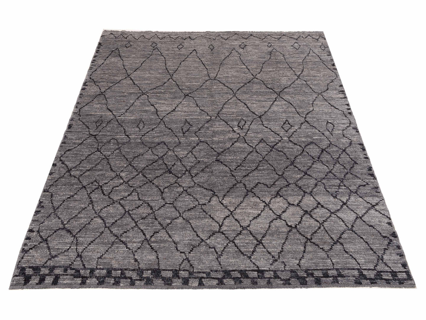 Baskra Gray Black 8.2x11.1 Hand Knotted Rug