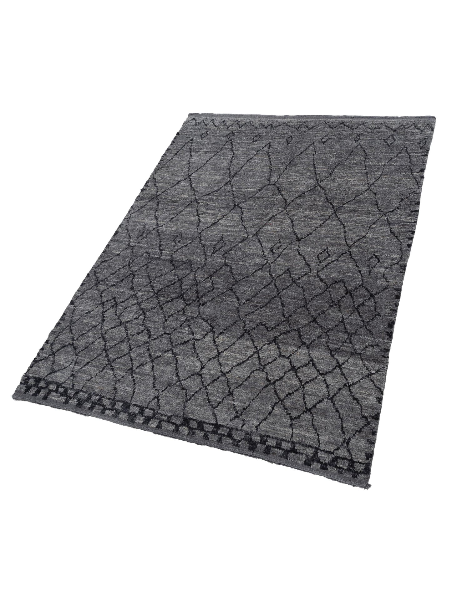Baskra Gray Black 8.2x11.1 Hand Knotted Rug