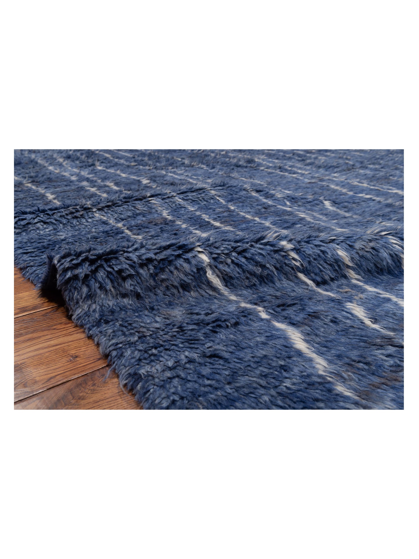 Baskra Dark Blue Ivory 9.4x11.3 Hand Knotted Rug