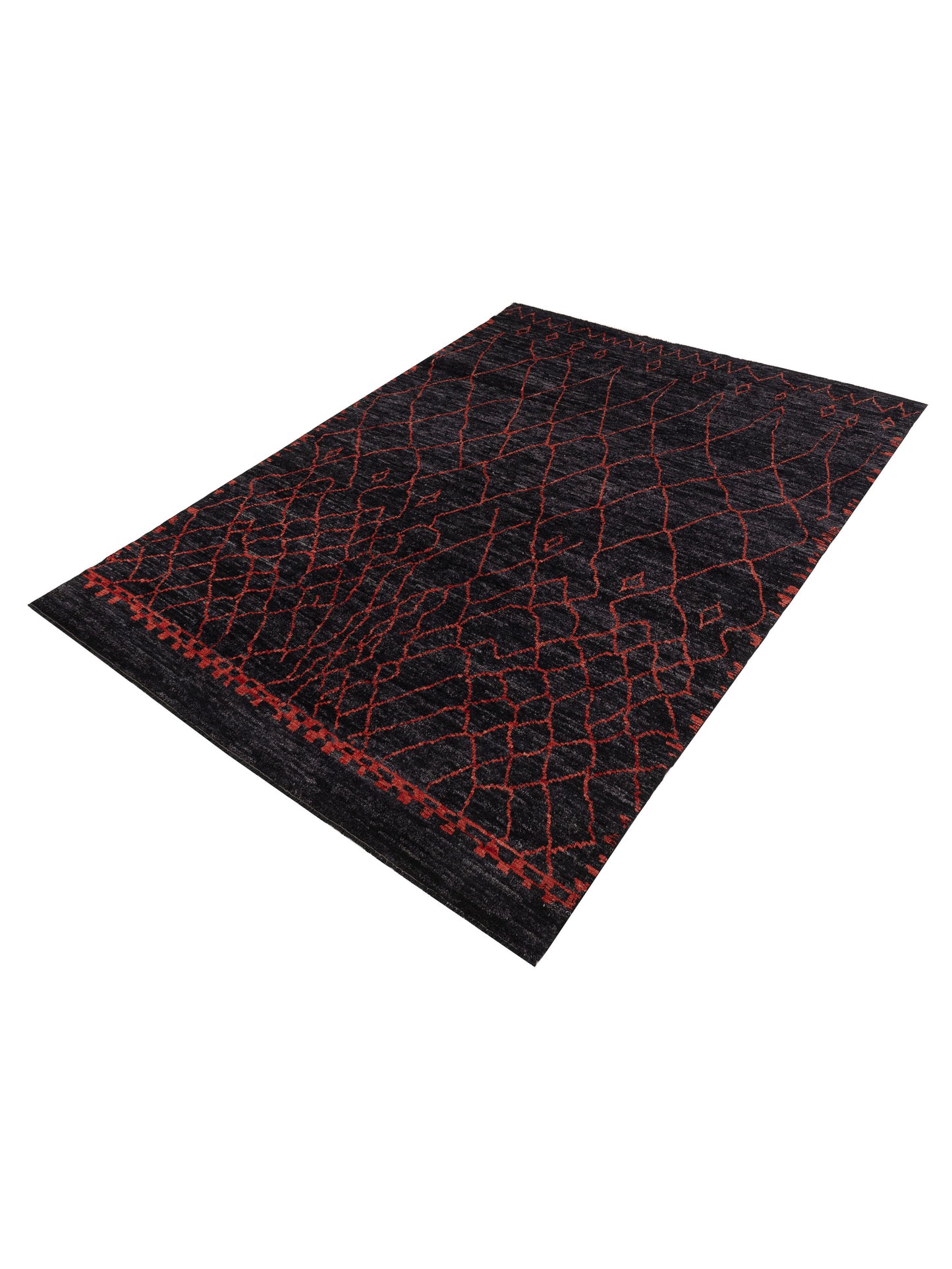 Baskra Charcoal Red 9.5x13.1 Hand Knotted Rug