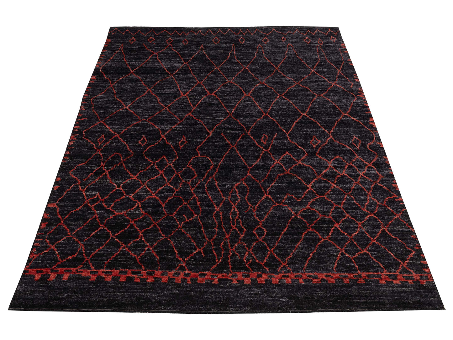 Baskra Charcoal Red 9.5x13.1 Hand Knotted Rug