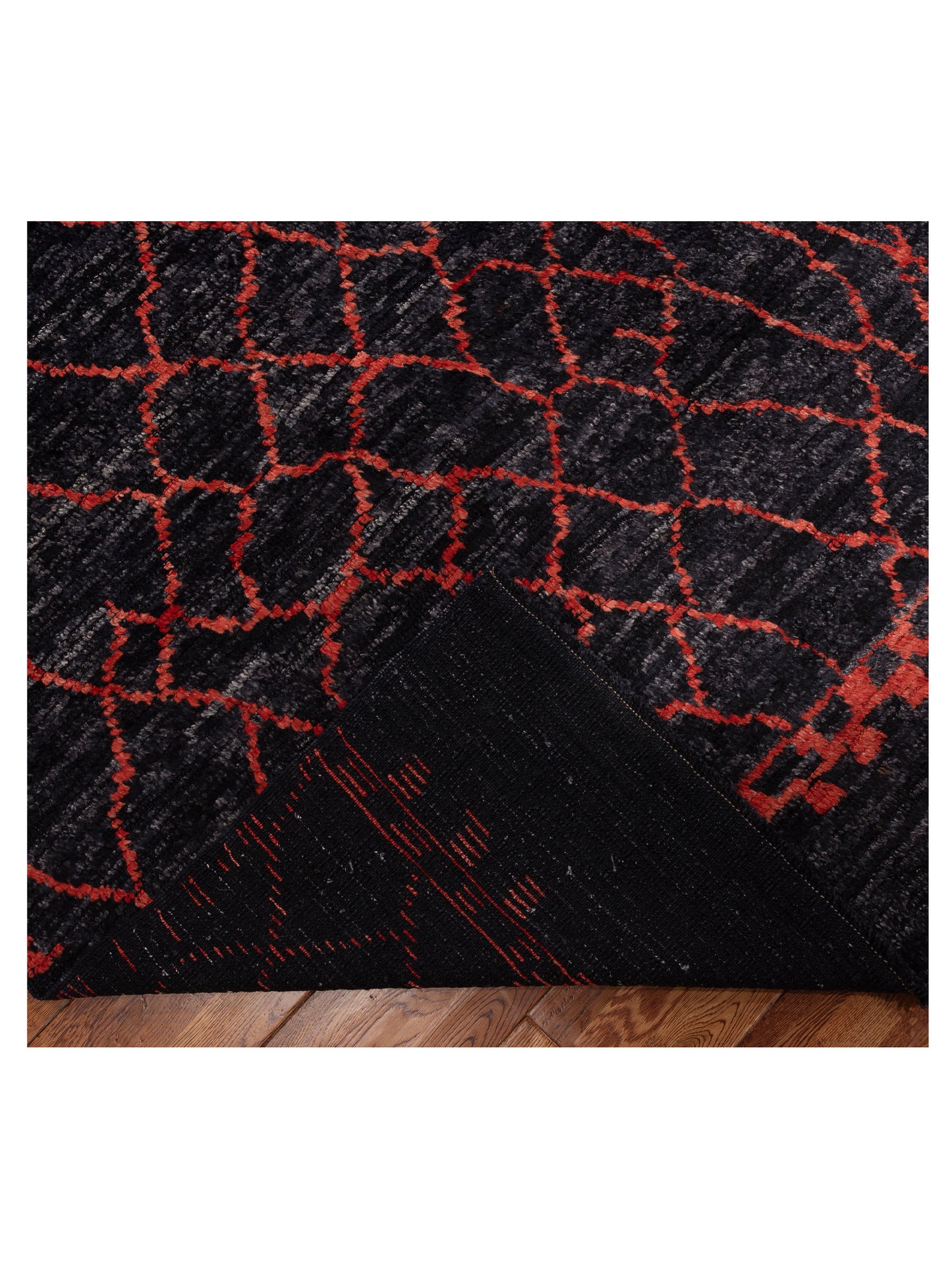 Baskra Charcoal Red 9.5x13.1 Hand Knotted Rug