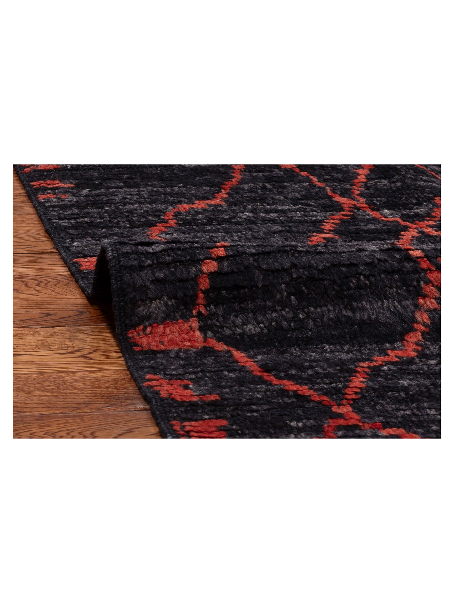 Baskra Charcoal Red 9.5x13.1 Hand Knotted Rug
