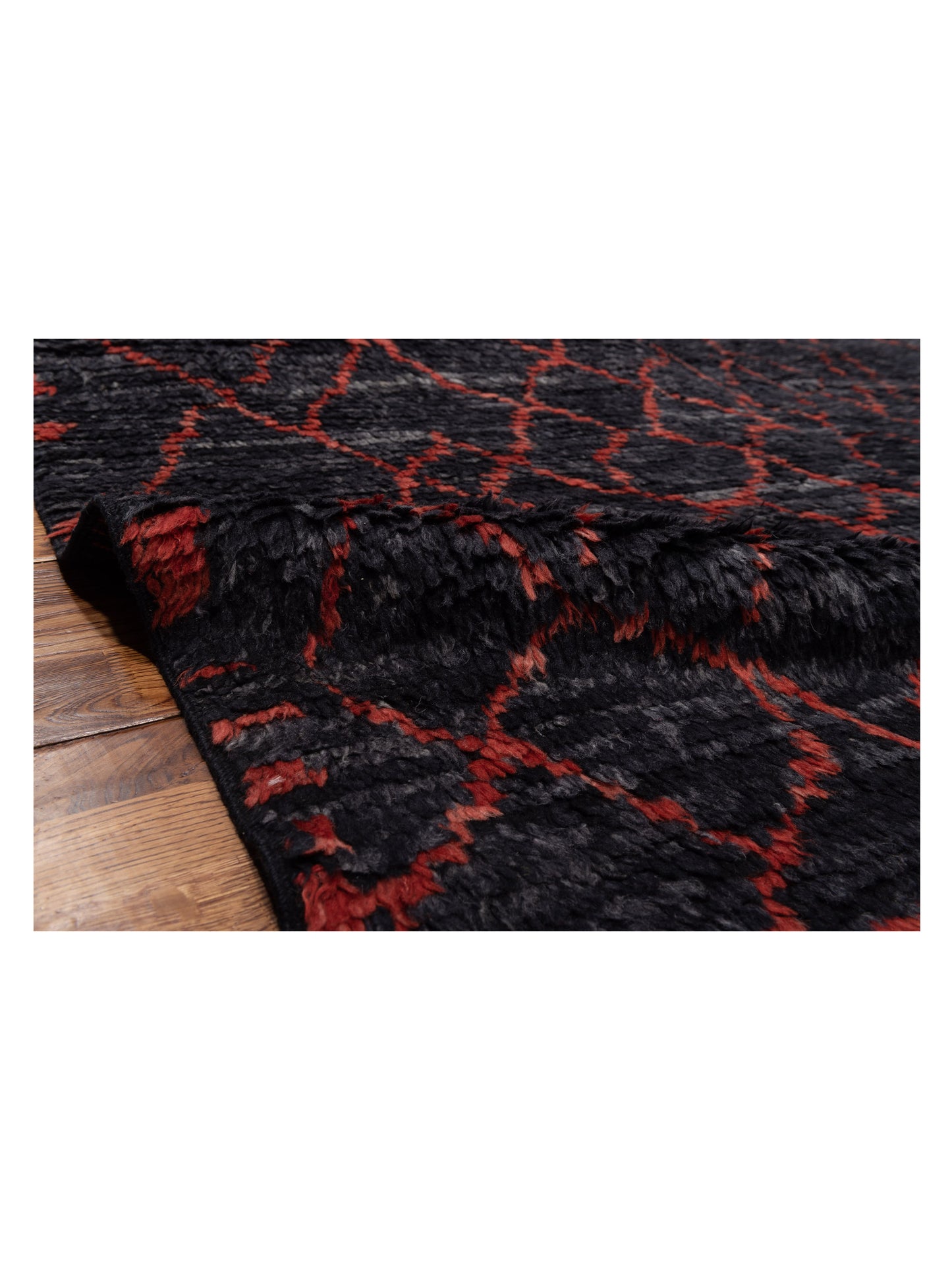 Baskra Charcoal Red 9.5x13.1 Hand Knotted Rug