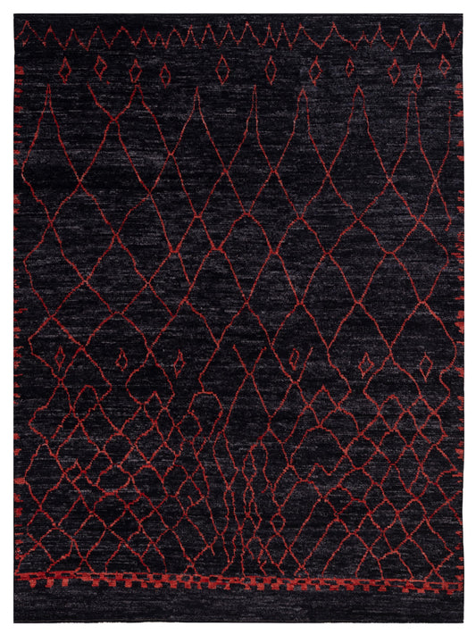 Pasha Berber  Charcoal Red Contemporary