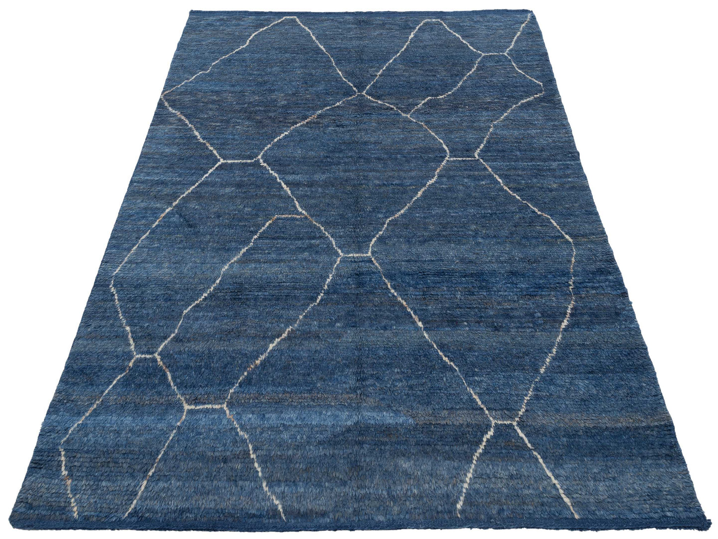 Baskra Blue Ivory 8.3x10.4 Hand Knotted Rug