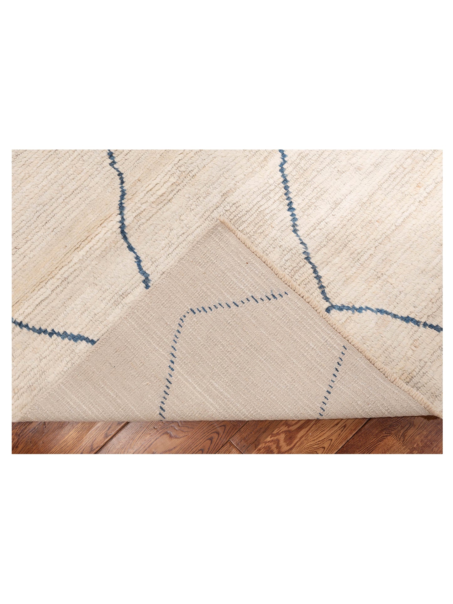 Baskra Ivory Blue 8x10.6 Hand Knotted Rug