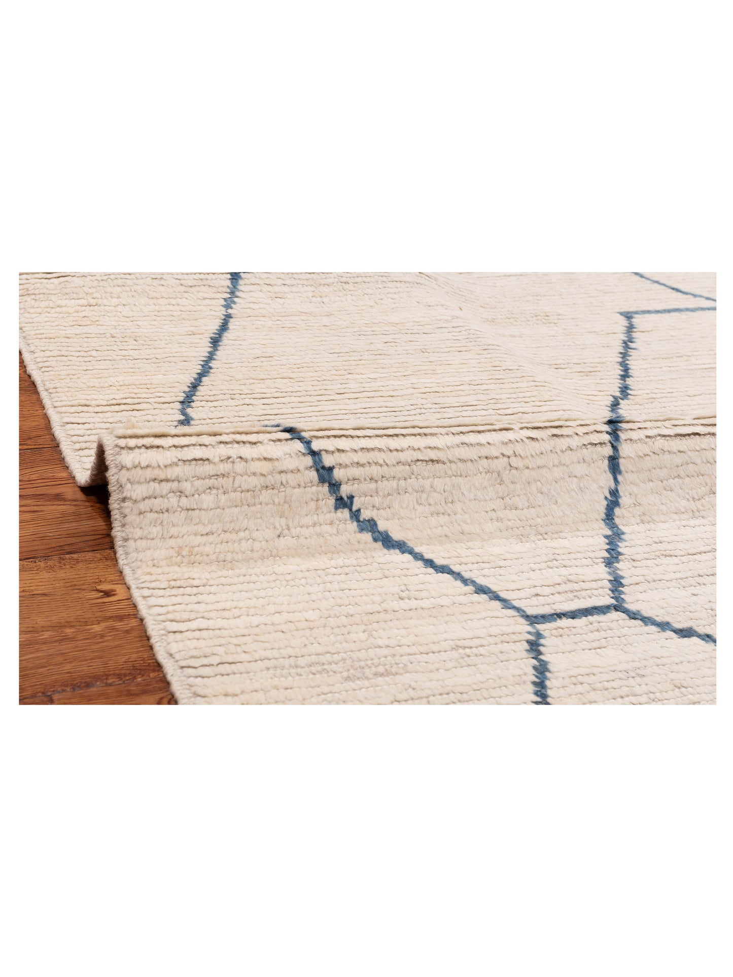 Baskra Ivory Blue 8x10.6 Hand Knotted Rug