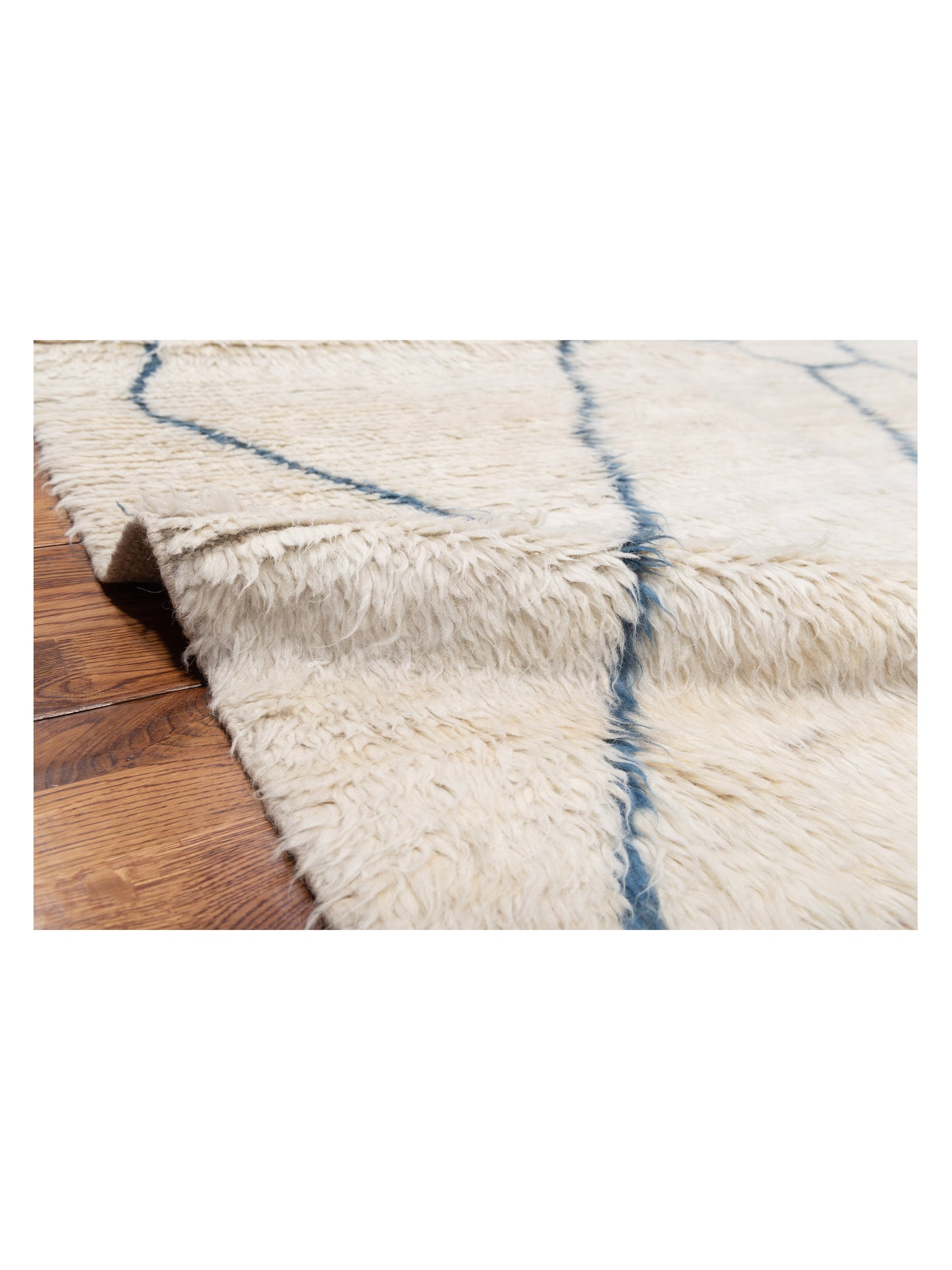 Baskra Ivory Blue 8x10.6 Hand Knotted Rug