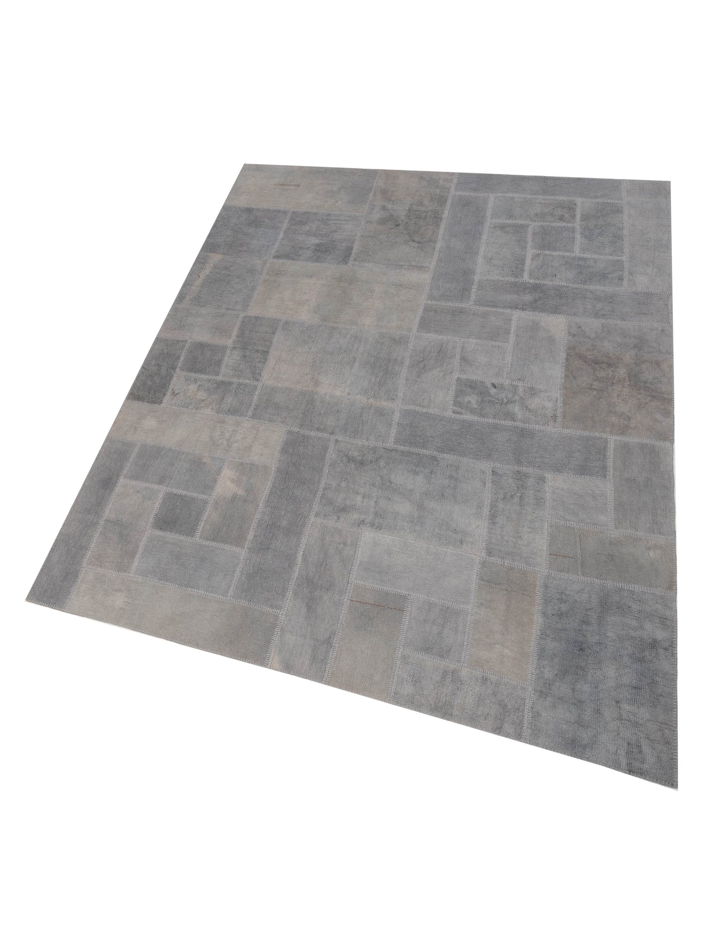 Patchwork Light Gray 8.11x11.6 Hand Knotted Rug